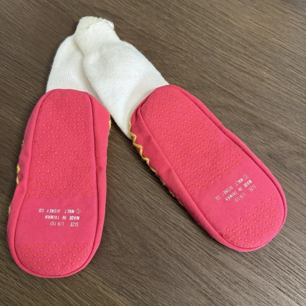 NEW Vintage Girl's Minnie Mouse Slipper Socks Large 9 - 10 Neon‎ 90s